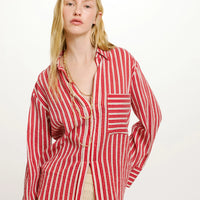 TARA BLOUSE IN STRIPED COTTON AND SILK