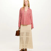 TARA BLOUSE IN STRIPED COTTON AND SILK