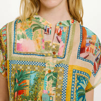 PASO BLOUSE IN PRINTED COTTON VOILE - MULTICOLOR GREEN