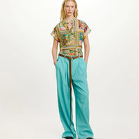 PASO BLOUSE IN PRINTED COTTON VOILE - MULTICOLOR GREEN