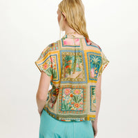 PASO BLOUSE IN PRINTED COTTON VOILE - MULTICOLOR GREEN