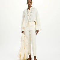 FRANKLIN SHIRT IN HABUTAI WITH VALENCIENNES - CREAM