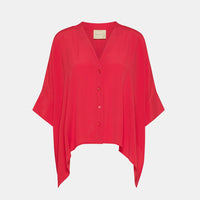 PAHA SHIRT IN SOLID COLOUR ACETATE SILK - RED
