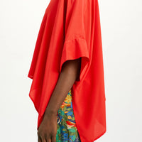 PAHA SHIRT IN SOLID COLOUR ACETATE SILK - RED