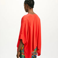 PAHA SHIRT IN SOLID COLOUR ACETATE SILK - RED