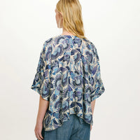 PAHA SHIRT IN PRINTED HABUTAI - MULTICOLOR SKY BLUE