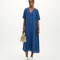 CARNAVAL DRESS IN HABUTAI SILK - BLUE