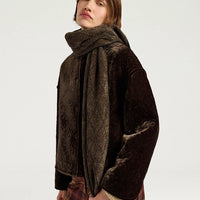 CRANBERRY COAT IN QUILTED VELVET - BROWN