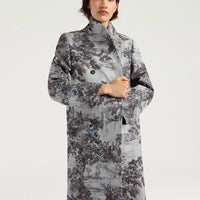 LEMONADE COAT IN PRINTED BONDED MELTON - SILVER MULTICOLOR