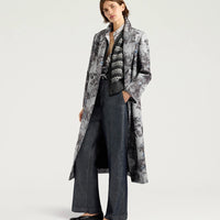 LEMONADE COAT IN PRINTED BONDED MELTON - SILVER MULTICOLOR
