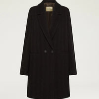 CARLO COAT IN CHEVRON WOOL - BLACK/COCOA