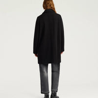 CARLO COAT IN CHEVRON WOOL - BLACK/COCOA