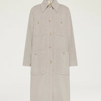 TRENT COAT IN CHEVRON WOOL - CREAM/BEIGE