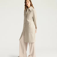 TRENT COAT IN CHEVRON WOOL - CREAM/BEIGE