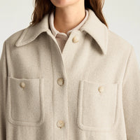 TRENT COAT IN CHEVRON WOOL - CREAM/BEIGE