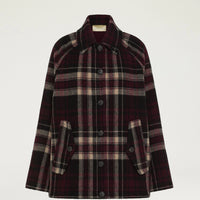 BRIGHTON COAT IN DOUBLE-FACE WOOL - BURGUNDY MULTICOLOR