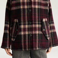 BRIGHTON COAT IN DOUBLE-FACE WOOL - BURGUNDY MULTICOLOR