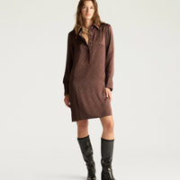 ASTER DRESS IN PRINTED STRETCH SATIN - TOBACCO MULTICOLOR