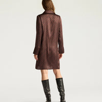 ASTER DRESS IN PRINTED STRETCH SATIN - TOBACCO MULTICOLOR