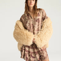 AMBER DRESS IN PRINTED JACQUARD VISCOSE - BURGUNDY MULTICOLOR