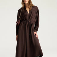 MAUVE DRESS IN ACETATE/SILK JACQUARD - CHOCOLATE