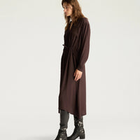 MAUVE DRESS IN ACETATE/SILK JACQUARD - CHOCOLATE