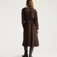 MAUVE DRESS IN ACETATE/SILK JACQUARD - CHOCOLATE