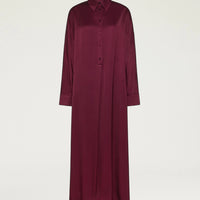 BIRMINGHAM DRESS IN STRETCH VISCOSE SATIN - WINE RED