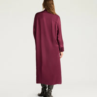 BIRMINGHAM DRESS IN STRETCH VISCOSE SATIN - WINE RED