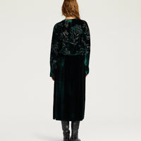 BODIAM DRESS IN EMBROIDERED VELVET - BOTTLE GREEN
