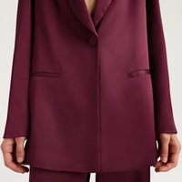GUNNER JACKET IN STRETCH VISCOSE SATIN - WINE RED