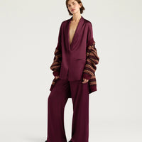GUNNER JACKET IN STRETCH VISCOSE SATIN - WINE RED