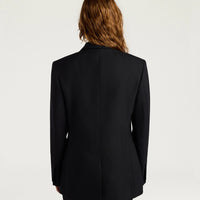 LOVELACE JACKET IN SOLID COLOUR CHEVRON WOOL - BLACK