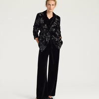 DAHLIA JACKET IN EMBROIDERED VELVET - BLACK