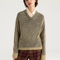 PLUM SWEATER IN JACQUARD - BLACK/GOLD