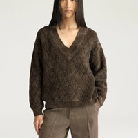 ORKNEY SWEATER IN JACQUARD - BEIGE/BLACK