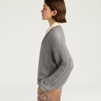 ADA SWEATER IN MOHAIR/SEQUINS - GUNMETAL GRAY