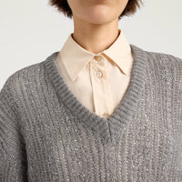 ADA SWEATER IN MOHAIR/SEQUINS - GUNMETAL GRAY
