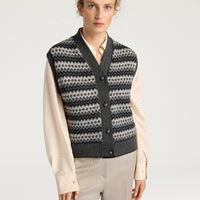 THYME GILET IN JACQUARD - GREY MULTICOLOR