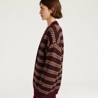 SELWIN CARDIGAN IN JACQUARD - BURGUNDY MULTICOLOR