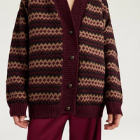 SELWIN CARDIGAN IN JACQUARD - BURGUNDY MULTICOLOR