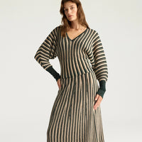 BASIL MULTISTRIPED LUREX TOP - CREAM MULTICOLOR