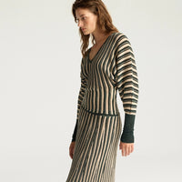BASIL MULTISTRIPED LUREX TOP - CREAM MULTICOLOR