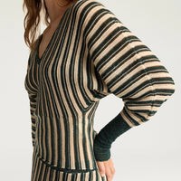 BASIL MULTISTRIPED LUREX TOP - CREAM MULTICOLOR