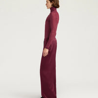 WILDE PANTS IN STRETCH VISCOSE SATIN - WINE RED