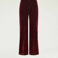 EDIMBURGO PANTS IN STRETCH FLOCKED DENIM - WINE RED
