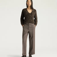 ETHAN PANTS IN SHETLAND GRISAILLE WOOL - TOBACCO MULTICOLOR