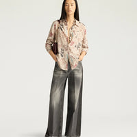 MEUDON SHIRT IN PRINTED CREPE DE CHINE - BEIGE MULTICOLOR
