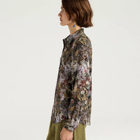 MEUDON SHIRT IN PRINTED CREPE DE CHINE - KHAKI MULTICOLOR