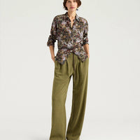 MEUDON SHIRT IN PRINTED CREPE DE CHINE - KHAKI MULTICOLOR